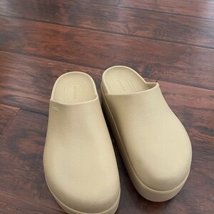 Crocs Beige Platform Clogs